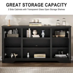 34'' Tall Farmhouse LED TV Stand,Entertainment Center With Storage,TV Media Console Table For TV Up To 65 Inch,TV Table -Baxton Studio Shop GUEST 496f5398 c6f6 450d b172 ef98863ca67c