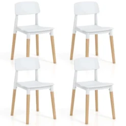 Costway Dining Side Chairs Set Of 4 With Ergonomic Backrest Wide Seat & Sturdy Wooden Legs Black/White -Baxton Studio Shop GUEST 49df12e8 0317 48e6 a86e f88e9ca8d040