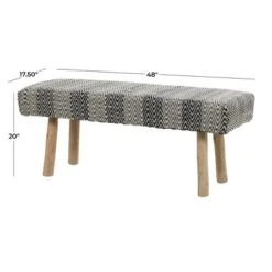 Bohemian Wood Cotton Upholstered Bench - Olivia & May -Baxton Studio Shop GUEST 49e5dafe 2e67 46cd 85c6 62b4349bc17c