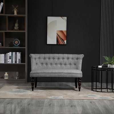 HOMCOM Upholstered Armless Fabric Loveseat With Button Tufted Design For Living Room With Wood Legs 2 HOMCOM Upholstered Armless Fabric Loveseat With Button Tufted Design For Living Room With Wood Legs - Image 2