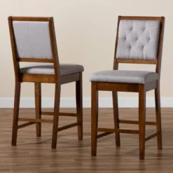 2pc Gideon Fabric Upholstered And Wood Counter Height Barstool Set - Baxton Studio -Baxton Studio Shop GUEST 49fb52f3 4bdb 4512 ae5d 1760301a1285