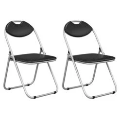 Costway 2/4 PCS U Shape Folding Chairs Furniture Home Outdoor Picnic Portable Black -Baxton Studio Shop GUEST 4a066e56 9b70 43e4 aed0 225696113794
