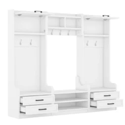 TIRAMISUBEST 4-in-1 Detachable Hall Tree With Storage And 7 Hooks - White Entryway Organizer With Storage -Baxton Studio Shop GUEST 4a0db0a9 e66c 4b69 a56a 0e6ae1d541bc