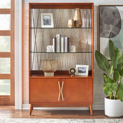 Dennes Mid-Century Modern Wire Accent Storage Cabinet Walnut - Buylateral 1 Dennes Mid-Century Modern Wire Accent Storage Cabinet Walnut - Buylateral