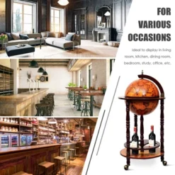Costway 17.5'' Wood Globe Wine Bar Stand 16th Century Italian Rack Liquor Bottle Shelf -Baxton Studio Shop GUEST 4a38a66a 977f 424d b71f 31e15fe7de9e