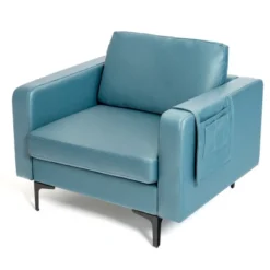 Costway Modern Leathaire Fabric Accent Armchair Single Sofa W/ Side Storage Pocket -Baxton Studio Shop GUEST 4a473899 673f 4d53 af31 ab052d145b1a