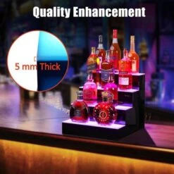 LED Lighted Liquor Bottle Display, 4 Tier 16 Inch LED Bar Display Shelf With Remote & App Control -Baxton Studio Shop GUEST 4a722764 5276 4d0d b9a4 b806b9be0c90