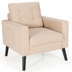 Modern Accent Armchair Upholstered Single Sofa Chair W/ 2-Side Pockets NavyBeigeGrey -Baxton Studio Shop GUEST 4a903ae0 0b04 45b7 9e26 590ecc7dc57d