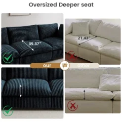 Cloud Modular Sectional Sofa,118" Oversized V Shaped Couch,5 Seater Plush Sofas For Living Room,Covers Washable&Replaceable -Baxton Studio Shop GUEST 4a9e0f98 71ff 4961 a66d 806c632d0fe7