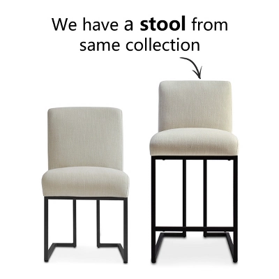 Modern Dining Chairs Set Of 2, Dining Room Chair With Black Metal Sled Base Upholstered Fabric Kitchen Chair-Maison Boucle 7 Modern Dining Chairs Set Of 2, Dining Room Chair With Black Metal Sled Base Upholstered Fabric Kitchen Chair-Maison Boucle - Image 7