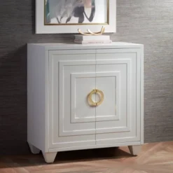 55 Downing Street Bertolli 30" Wide White 2-Door Modern Luxe Accent Cabinet