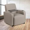 Emma And Oliver Tablet Arm Guest Chair With Front Wheel Casters And Cup Holder