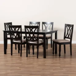 7pc Reneau Upholstered Wood Dining Set Sand Brown/Espresso - Baxton Studio 11 7pc Reneau Upholstered Wood Dining Set Sand Brown/Espresso - Baxton Studio -Baxton Studio Shop GUEST 4b63f785 7947 4a86 819e 5e6ab7994017