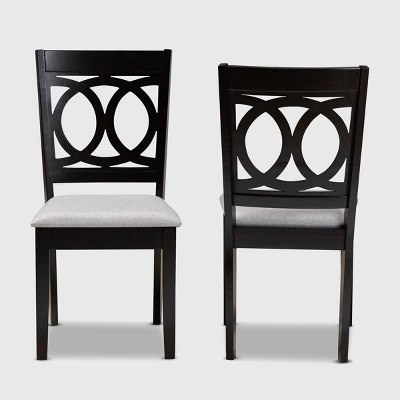 2pc Lenoir Upholstered Wood Dining Chair Set - Baxton Studio 1 2pc Lenoir Upholstered Wood Dining Chair Set - Baxton Studio