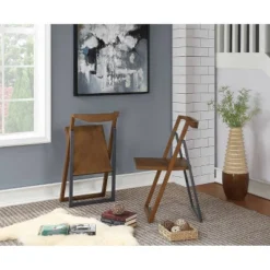 2pk Sydney Folding Chairs Wire Brush Chestnut - Boraam -Baxton Studio Shop GUEST 4b7f5b1c d97e 4f11 a62d 27f4128e89b2