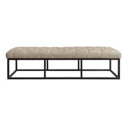 Danes Tufted Bench With Iron Legs - Finch -Baxton Studio Shop GUEST 4bd9f10c bfbe 4e15 92e3 911872e33f69