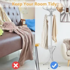 Costway Wood Standing Hat Coat Rack Jacket Bag Hanger Tree W/12 Hooks & Umbrella Stand 16 Costway Wood Standing Hat Coat Rack Jacket Bag Hanger Tree W/12 Hooks & Umbrella Stand -Baxton Studio Shop GUEST 4c1975a1 86d3 42fe bf53 b77613489d1c