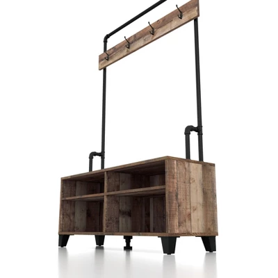 Lebarone Industrial 4 Shelf Hall Tree Reclaimed Barnwood - HOMES: Inside + Out 7 Lebarone Industrial 4 Shelf Hall Tree Reclaimed Barnwood - HOMES: Inside + Out - Image 7