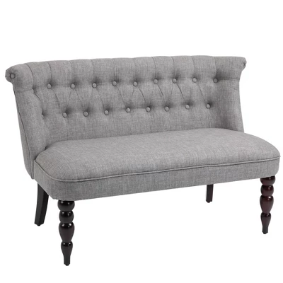 HOMCOM Upholstered Armless Fabric Loveseat With Button Tufted Design For Living Room With Wood Legs 5 HOMCOM Upholstered Armless Fabric Loveseat With Button Tufted Design For Living Room With Wood Legs - Image 5