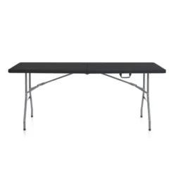 Plastic Development Group Durable 6 Foot Folding Multipurpose Banquet Table With Secure Base For Indoor And Outdoor Events, Black