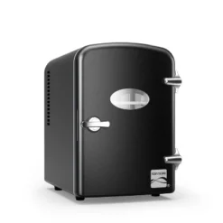Kenmore 6 Can Mini Refrigerator: Countertop Tiny Fridge For Skincare & Makeup, 40°F Cooling, Black, 0.14 Cu Ft Capacity