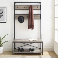 72" Industrial Farmhouse Metal And Wood Hall Tree Gray Wash - Saracina Home 7 72" Industrial Farmhouse Metal And Wood Hall Tree Gray Wash - Saracina Home -Baxton Studio Shop GUEST 4d472d80 59c1 42fa 9d8e 29156a81b82d