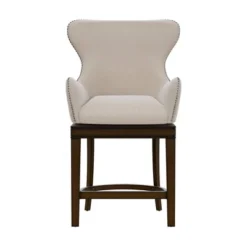 25.75" Caydena Memory Return Swivel Wood Counter Height Barstool Rustic Gray/Cream Fabric - Hillsdale Furniture -Baxton Studio Shop GUEST 4d4c80cb 76f5 41f5 a374 546460460a4d