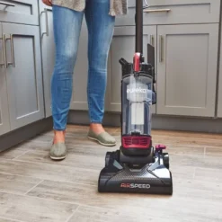 Eureka AirSpeed Compact Upright Vacuum: Bagless, Washable Foam Filter, 10.5" Cleaning Path, 18' Cord, 2.7L Capacity, Red