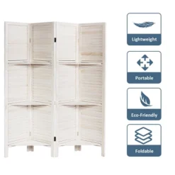 Costway 4 Panel Folding Room Divider Screen W/3 Display Shelves 5.6 Ft Tall WhiteNatural 14 Costway 4 Panel Folding Room Divider Screen W/3 Display Shelves 5.6 Ft Tall WhiteNatural -Baxton Studio Shop GUEST 4d68b38e 3c38 4d98 9bfc 403cce92061a