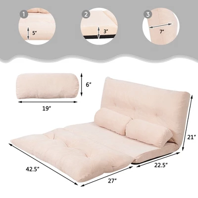 Costway Floor Sofa Bed 6-Position Adjustable Sleeper Lounge Couch With 2 Pillows 5 Costway Floor Sofa Bed 6-Position Adjustable Sleeper Lounge Couch With 2 Pillows - Image 5