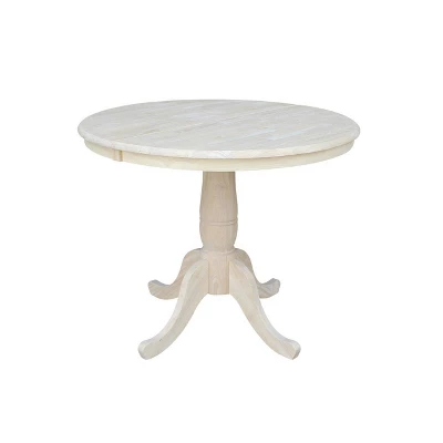 36" Round Top Pedestal Dining Table With 12" Drop Leaf - International Concepts 7 36" Round Top Pedestal Dining Table With 12" Drop Leaf - International Concepts - Image 7
