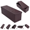 Costway 45''x15''x15'' Large Folding Storage Faux Leather Ottoman Pouffe Box Stool Brown