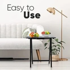 PJ Wood Lightweight Rectangle Folding TV Snack Tray Tables With Compact Storage Rack, Solid Wood Construction, Black, (2 Piece Set) -Baxton Studio Shop GUEST 4de2117b d0f6 4cb8 8e0a b054d0ef6c2d