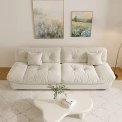 Cloud Modular Sectional Sofa,105inch Scrub Velvet Sofa Couch For Living Room,Curved Couch,Modern LoveSofa With 2 Pillows 3 Seater For Apartment