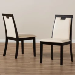 Set Of 2 Evelyn Modern And Contemporary Faux Leather Upholstered And Finished Dining Chairs Dark Brown/ Beige - Baxton Studio 10 Set Of 2 Evelyn Modern And Contemporary Faux Leather Upholstered And Finished Dining Chairs Dark Brown/ Beige - Baxton Studio -Baxton Studio Shop GUEST 4e2997a9 5741 4716 a777 9c138f305837