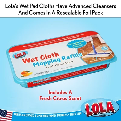 Lola Products Wet Mopping Pad Refills, Swiffer Sweeper Compatible W/ Scrubbing Strip, Fresh Citrus Scent, 12 Count 2 Lola Products Wet Mopping Pad Refills, Swiffer Sweeper Compatible W/ Scrubbing Strip, Fresh Citrus Scent, 12 Count - Image 2