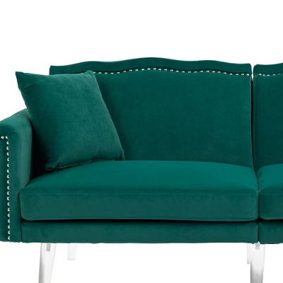 Modern Velvet Upholstered Loveseats Sofa With 2 Pillows-ModernLuxe 11 Modern Velvet Upholstered Loveseats Sofa With 2 Pillows-ModernLuxe - Image 11