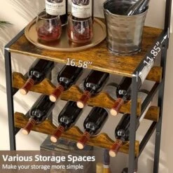 Itopfox 5-Tier Freestanding Wine Rack With Glasses Holder And 4 S Hooks, Corner Mini Bar Cabinet For Small Spaces, Holds 8 Bottles -Baxton Studio Shop GUEST 4e665de0 0c29 4ea4 ac59 ae22593977f7