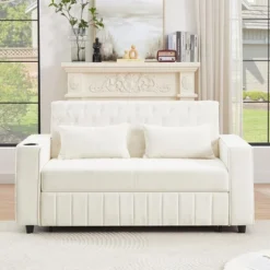 67.7" Chenille Reclining Loveseat Sofa Bed With USB Ports, Cup Holders, And Storage Pockets