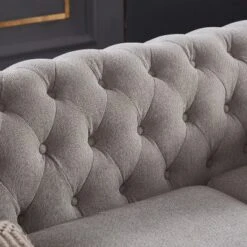 Chesterfield Linen Tufted Nailhead Upholstered Sofa With Wooden Legs - ModernLuxe 16 Chesterfield Linen Tufted Nailhead Upholstered Sofa With Wooden Legs - ModernLuxe -Baxton Studio Shop GUEST 4e9f37a7 416e 4366 a791 0ac718de27d7