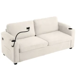 72.8"W Loveseat Sleeper Sofa Bed With Full Size Mattress, USB Ports, Cup Holders, And A Phone Holder For Living Room -ModernLuxe 20 72.8"W Loveseat Sleeper Sofa Bed With Full Size Mattress, USB Ports, Cup Holders, And A Phone Holder For Living Room -ModernLuxe -Baxton Studio Shop GUEST 4ed86f04 e5dc 4f16 9810 98bc1e79bd10