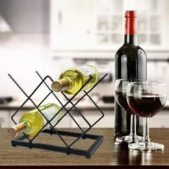 Itopfox Small Wine Rack Countertop, 5-Bottle Metal Holder For Home Kitchen Bar, Tabletop Storage For Cabinet Pantry -Baxton Studio Shop GUEST 4efa3d46 ca14 41f9 8c19 d8e09d3fb457