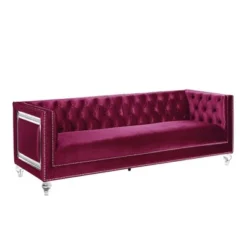 67" Heibero Sofa Burgundy Velvet - Acme Furniture