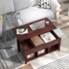 Costway Lift Top Coffee Table W/ Hidden Compartment And Storage Shelves Modern Furniture Brown