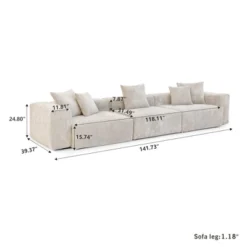 Modular Sectional Sofa Couch,Corduroy Couches With 6 Pillows For Living Room,Cushion Covers Removable& Washable -Baxton Studio Shop GUEST 4f3e2916 9dbf 4073 b649 6b2cc3a16bcd