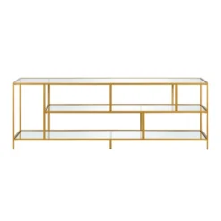 70" Metal Brass Streamlined TV Stand With Glass Shelves - Henn&Hart -Baxton Studio Shop GUEST 4f47685e 1385 4845 b83c 5a471b411eaf