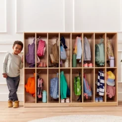 ECR4Kids 16-Section Coat Locker, Classroom Furniture, Natural -Baxton Studio Shop GUEST 4f4fc817 58f1 4ba8 8d0a 9b07f51f5b95