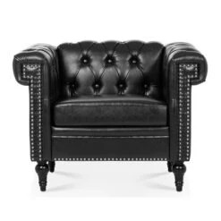 Upholstered 3 Seat/1 Seat Sofa Couches With Nailhead Accents, Scrolled Armrests, And Turned Legs-ModernLuxe -Baxton Studio Shop GUEST 4f74caa5 e2f6 454c b321 27922a7ecf27