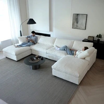 WJShome Cloud Couch Modular Sectional Sofa,157" Oversized U Shaped Couch With Ottoman,6 Seater Convertible Sofa For Living Room 1 WJShome Cloud Couch Modular Sectional Sofa,157" Oversized U Shaped Couch With Ottoman,6 Seater Convertible Sofa For Living Room