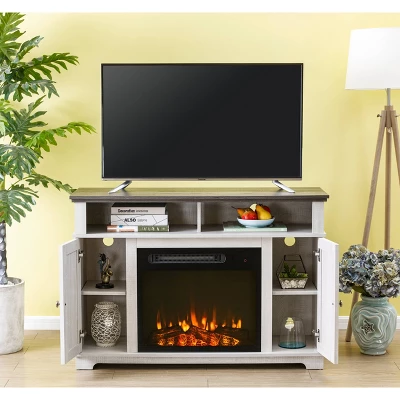 48" TV Stand For TVs Up To 55" With Electric Fireplace White - Home Essentials 2 48" TV Stand For TVs Up To 55" With Electric Fireplace White - Home Essentials - Image 2